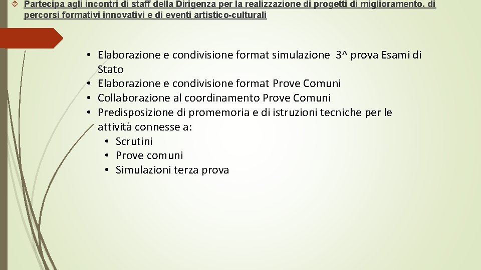  Partecipa agli incontri di staff della Dirigenza per la realizzazione di progetti di