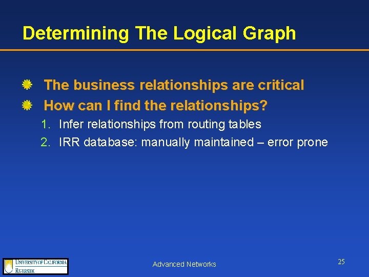 Determining The Logical Graph The business relationships are critical How can I find the