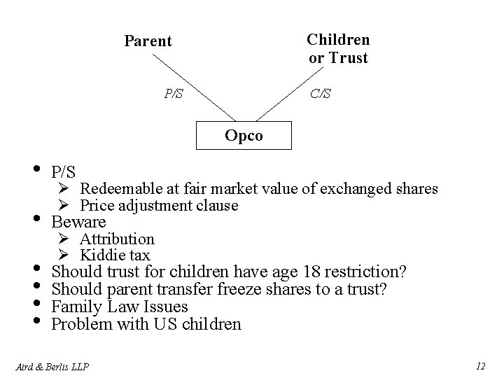 Children or Trust Parent P/S C/S Opco • P/S • Beware • • Should