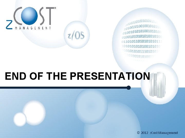 END OF THE PRESENTATION © 2012 z. Cost Management 