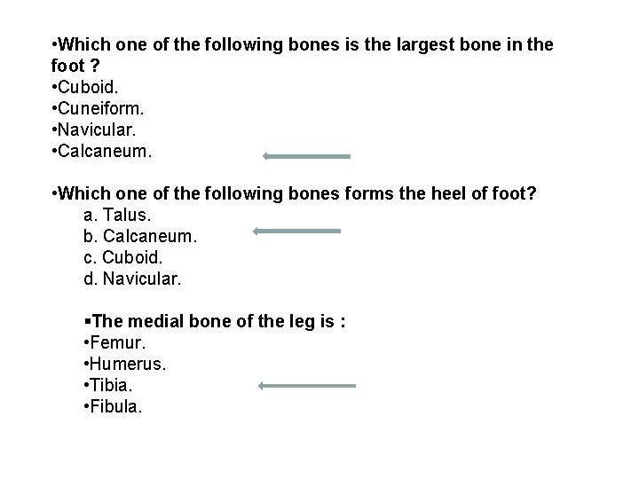  • Which one of the following bones is the largest bone in the
