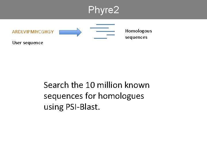 Phyre 2 ARDLVIPMIYCGHGY User sequence Homologous sequences Search the 10 million known sequences for