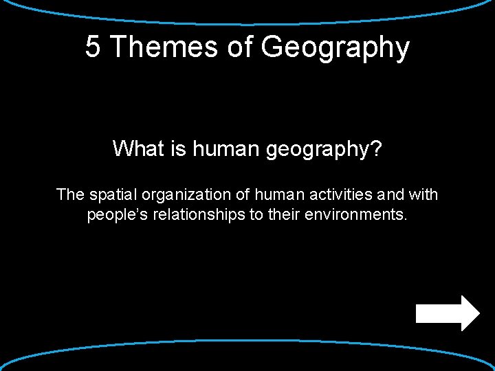 5 Themes of Geography What is human geography? The spatial organization of human activities