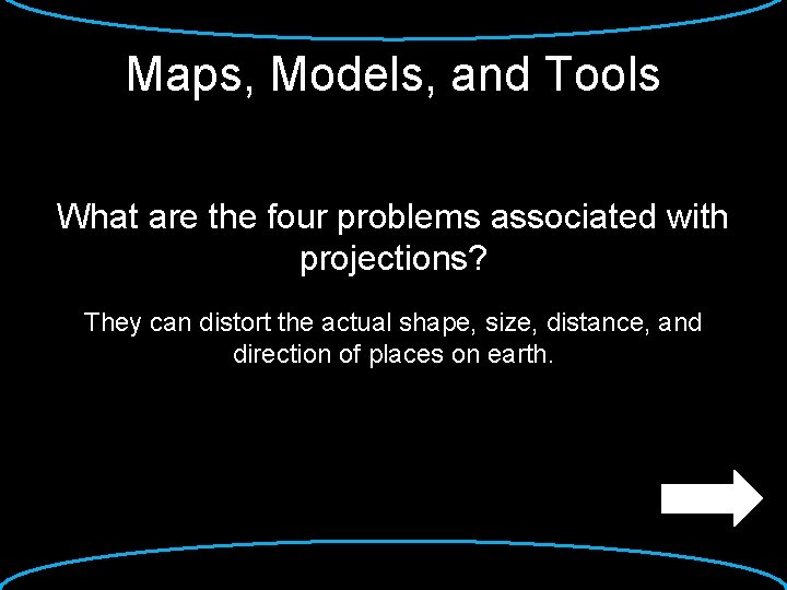 Maps, Models, and Tools What are the four problems associated with projections? They can