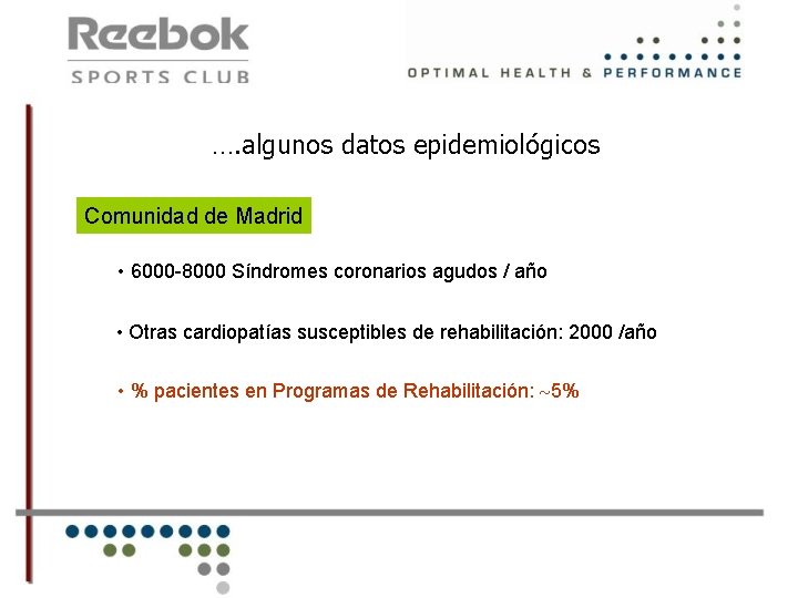 …. algunos datos epidemiológicos Comunidad de Madrid • 6000 -8000 Síndromes coronarios agudos /