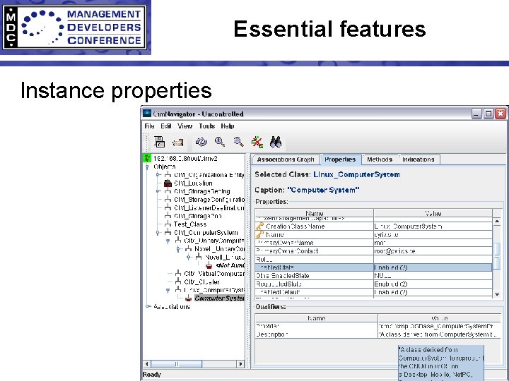 Essential features Instance properties 