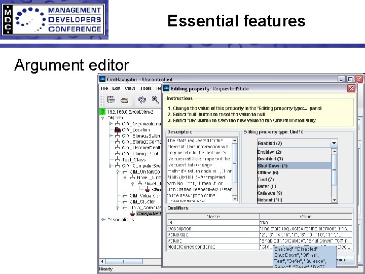 Essential features Argument editor 