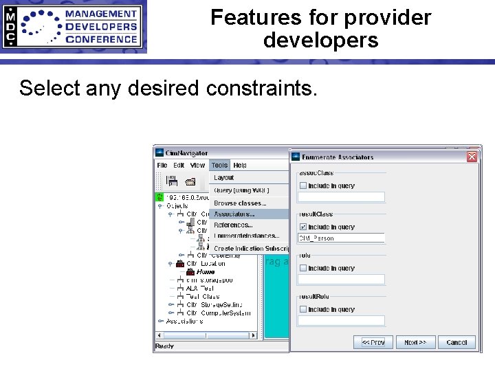 Features for provider developers Select any desired constraints. 