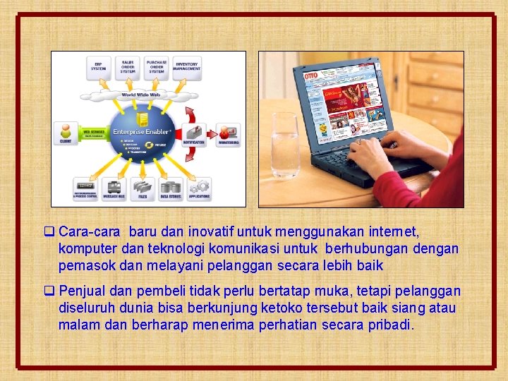 q Cara-cara baru dan inovatif untuk menggunakan internet, komputer dan teknologi komunikasi untuk berhubungan