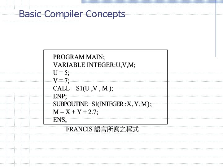Basic Compiler Concepts Basic Compiler Concepts