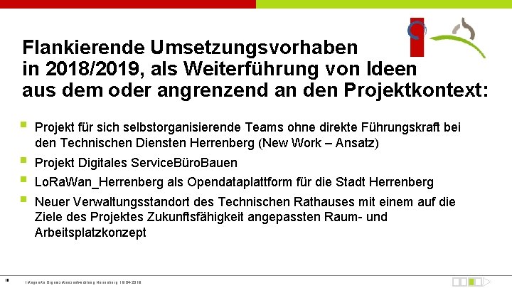 Flankierende Umsetzungsvorhaben in 2018/2019, als Weiterführung von Ideen aus dem oder angrenzend an den