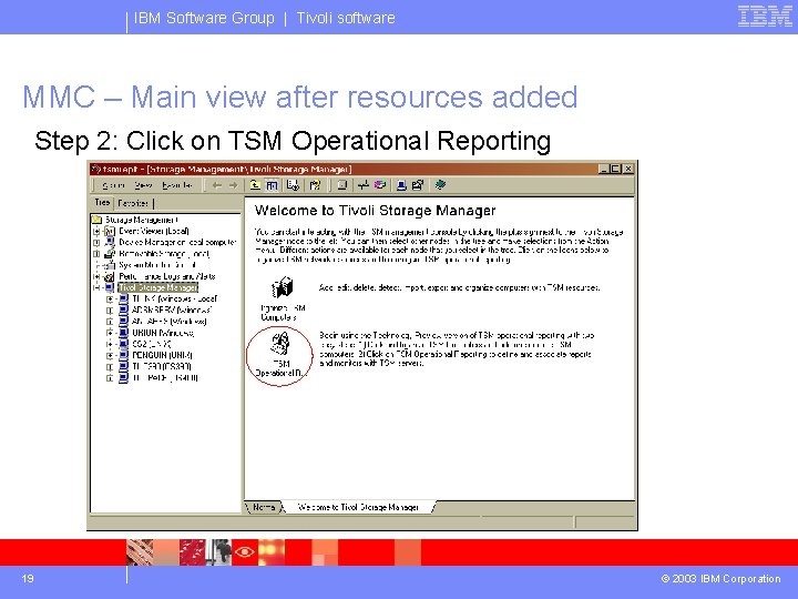 IBM Software Group | Tivoli software MMC – Main view after resources added Step