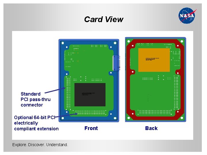 Card View Standard PCI pass-thru connector Optional 64 -bit PCI electrically compliant extension Explore.