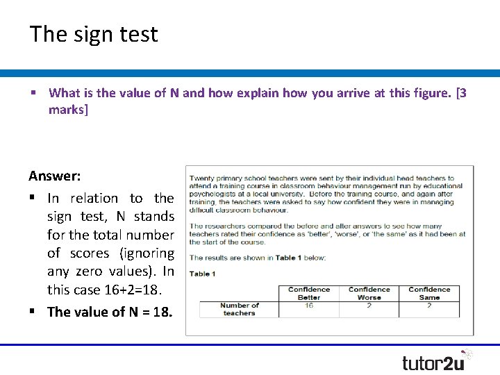 The sign test § What is the value of N and how explain how The sign test § What is the value of N and how explain how