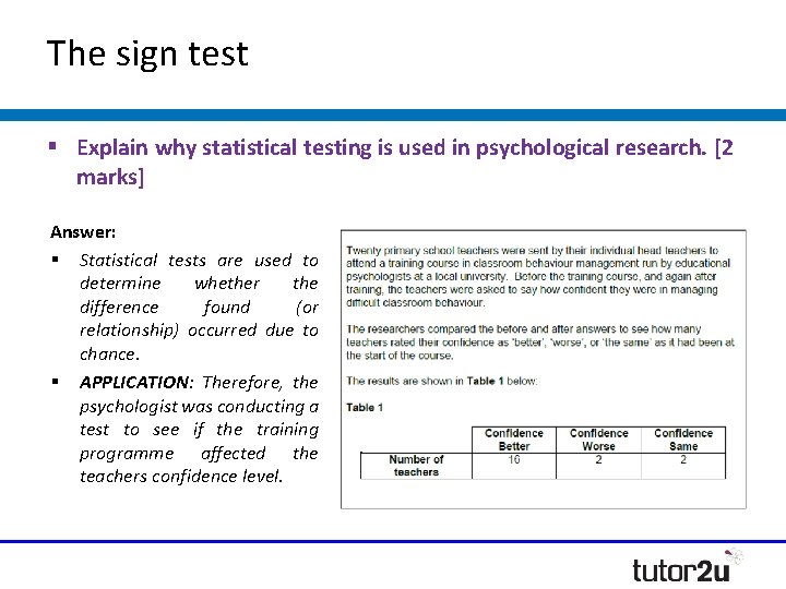 The sign test § Explain why statistical testing is used in psychological research. [2 The sign test § Explain why statistical testing is used in psychological research. [2