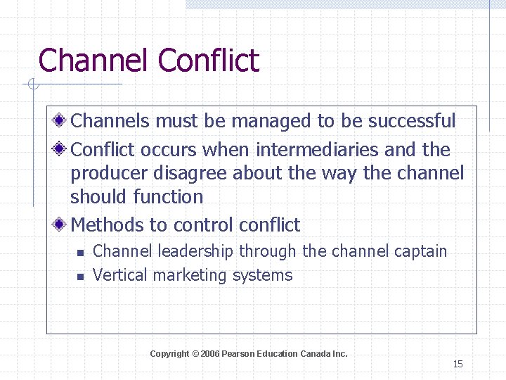 Channel Conflict Channels must be managed to be successful Conflict occurs when intermediaries and