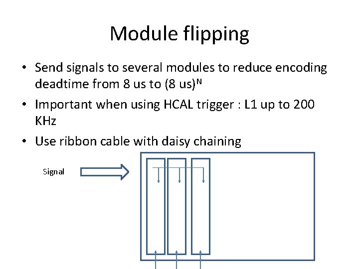 Module flipping • Send signals to several modules to reduce encoding deadtime from 8