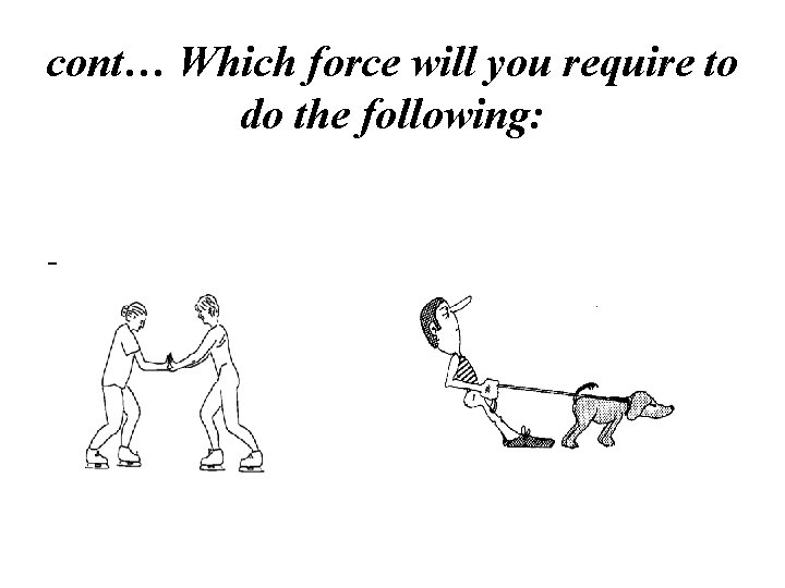 cont… Which force will you require to do the following: - 
