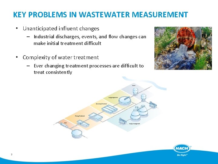 KEY PROBLEMS IN WASTEWATER MEASUREMENT • Unanticipated influent changes – Industrial discharges, events, and