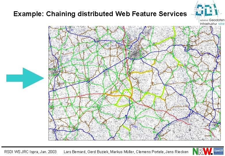 Example: Chaining distributed Web Feature Services RSDI WS JRC Ispra, Jan. 2003 Lars Bernard,