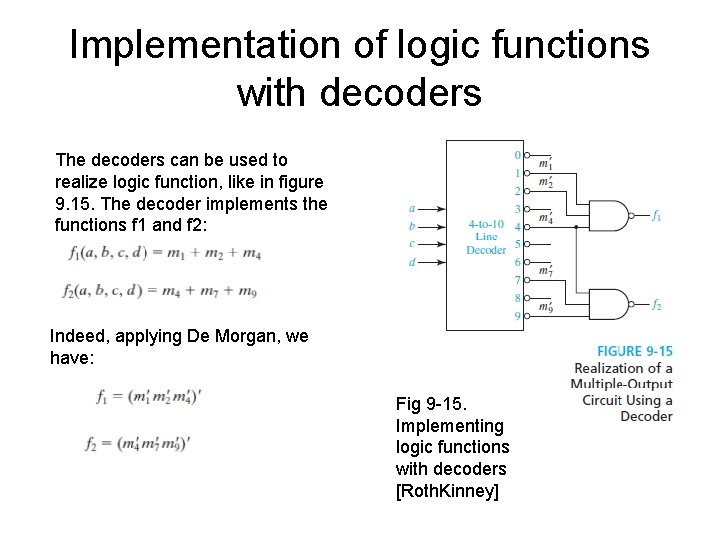 Implementation of logic functions with decoders The decoders can be used to realize logic