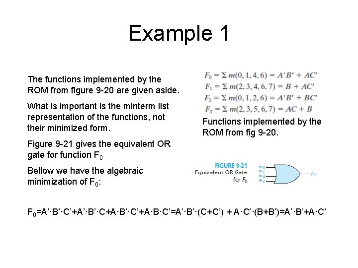 Example 1 The functions implemented by the ROM from figure 9 -20 are given