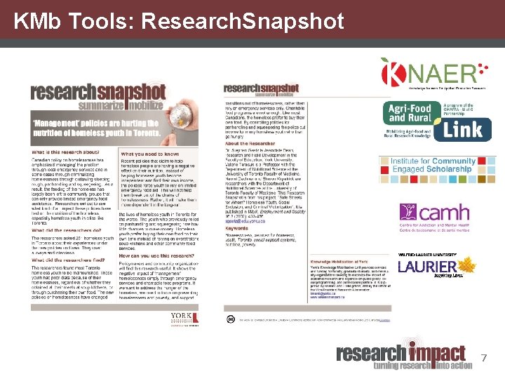 KMb Tools: Research. Snapshot 7 