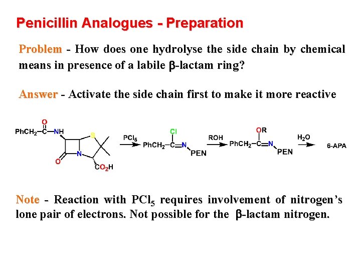 Penicillin Analogues - Preparation Problem - How does one hydrolyse the side chain by