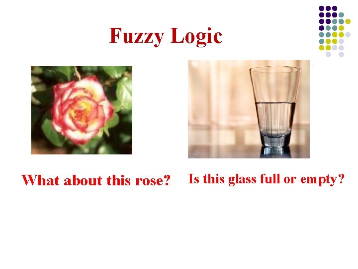 Fuzzy Logic What about this rose? Is this glass full or empty? 