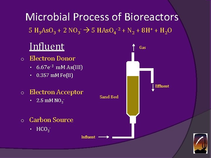 Microbial Process of Bioreactors 5 H 3 As. O 3 + 2 NO 3