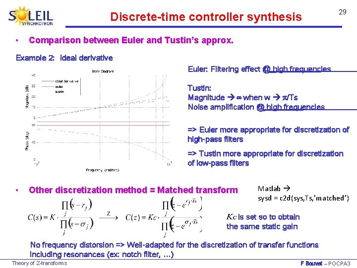 Discrete-time controller synthesis • 29 Comparison between Euler and Tustin’s approx. Example 2: Ideal