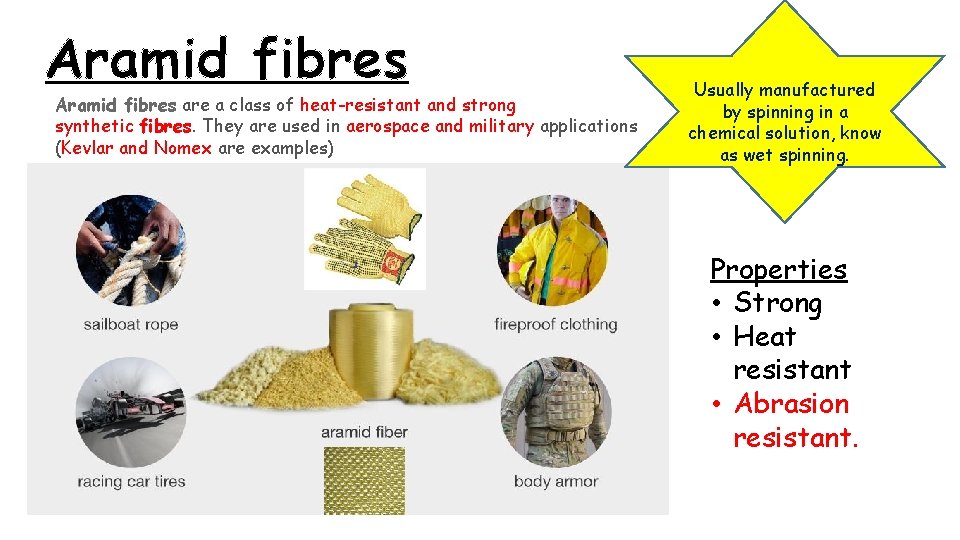 Aramid fibres are a class of heat-resistant and strong synthetic fibres. They are used
