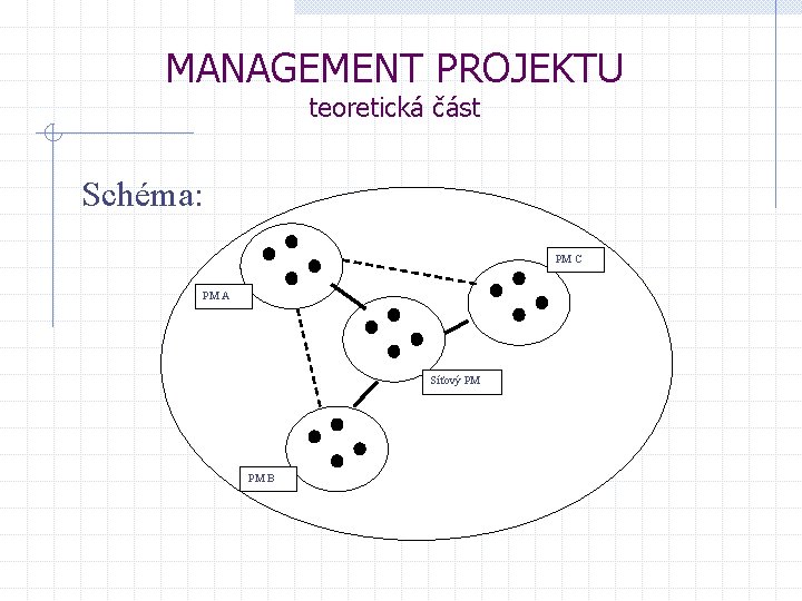 MANAGEMENT PROJEKTU teoretická část Schéma: PM C PM A Síťový PM PM B 