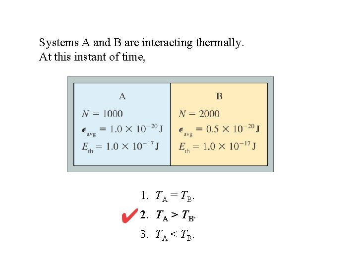 Systems A and B are interacting thermally. At this instant of time, 1. TA