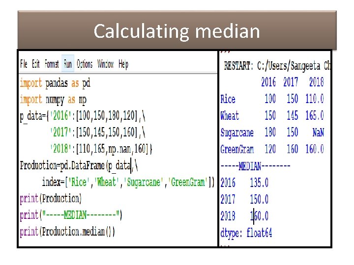 Calculating median Calculating median