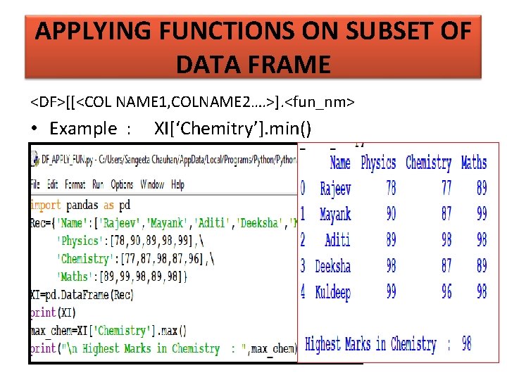 APPLYING FUNCTIONS ON SUBSET OF DATA FRAME <DF>[[<COL NAME 1, COLNAME 2…. >]. <fun_nm>