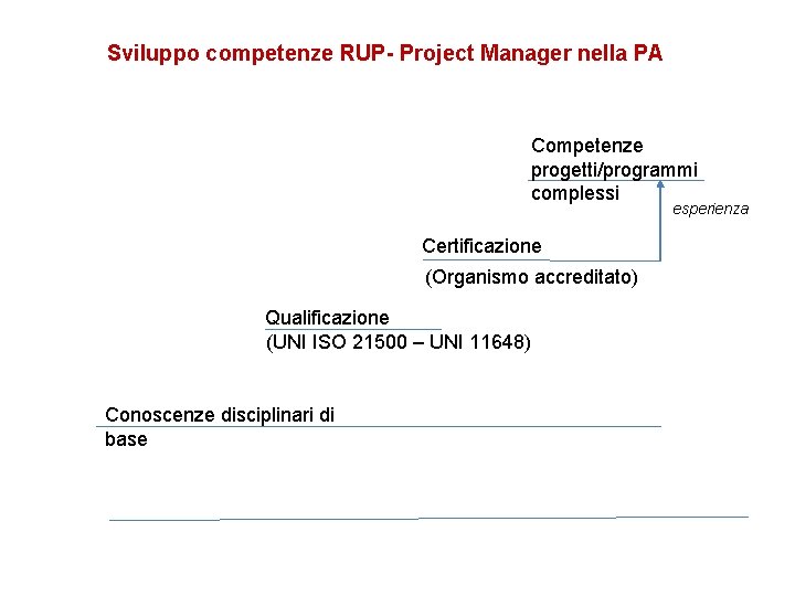 Sviluppo competenze RUP- Project Manager nella PA Competenze progetti/programmi complessi esperienza Certificazione (Organismo accreditato)