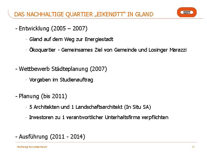 DAS NACHHALTIGE QUARTIER „EIKENØTT“ IN GLAND - Entwicklung (2005 – 2007) - Gland auf