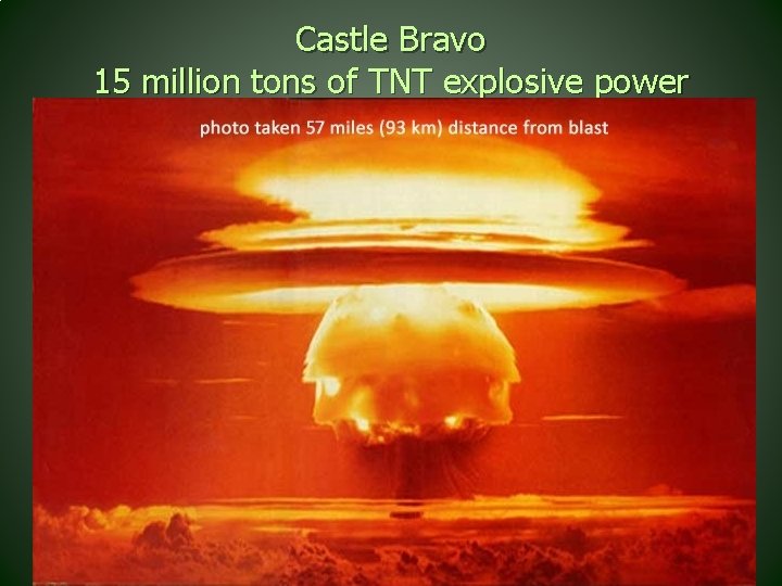 Castle Bravo 15 million tons of TNT explosive power 