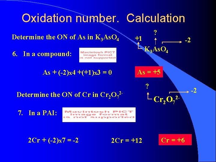 Oxidation number. Calculation Determine the ON of As in K 3 As. O 4