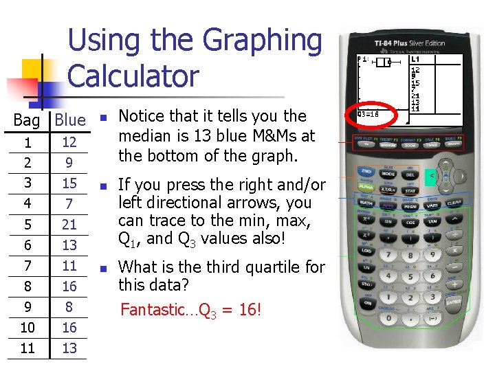 Using the Graphing Calculator Bag Blue 5 6 7 8 9 12 9 15