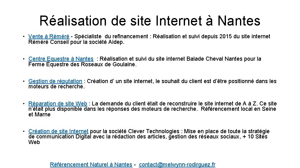 Réalisation de site Internet à Nantes • Vente à Réméré - Spécialiste du refinancement