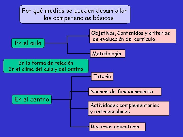 Por qué medios se pueden desarrollar las competencias básicas En el aula Objetivos, Contenidos