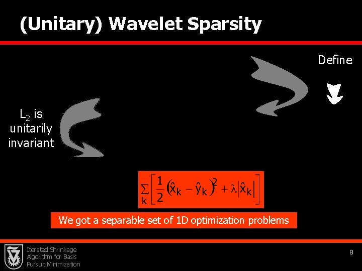 (Unitary) Wavelet Sparsity Define L 2 is unitarily invariant We got a separable set