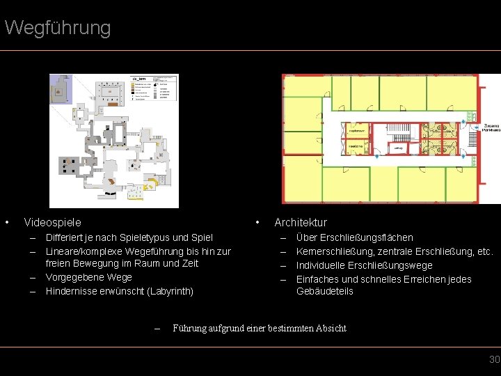 Wegführung • • Videospiele – Differiert je nach Spieletypus und Spiel – Lineare/komplexe Wegeführung
