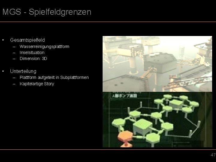 MGS - Spielfeldgrenzen • Gesamtspielfeld – Wasserreinigungsplattform – Inselsituation – Dimension: 3 D •