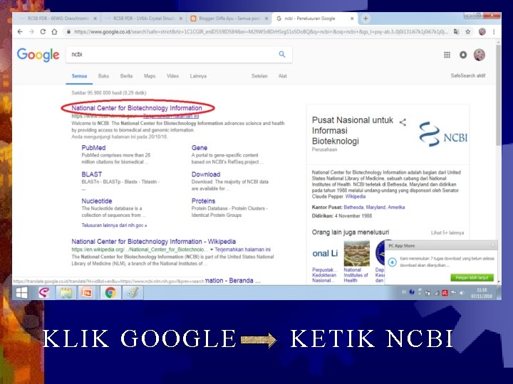 KLIK GOOGLE KETIK NCBI 