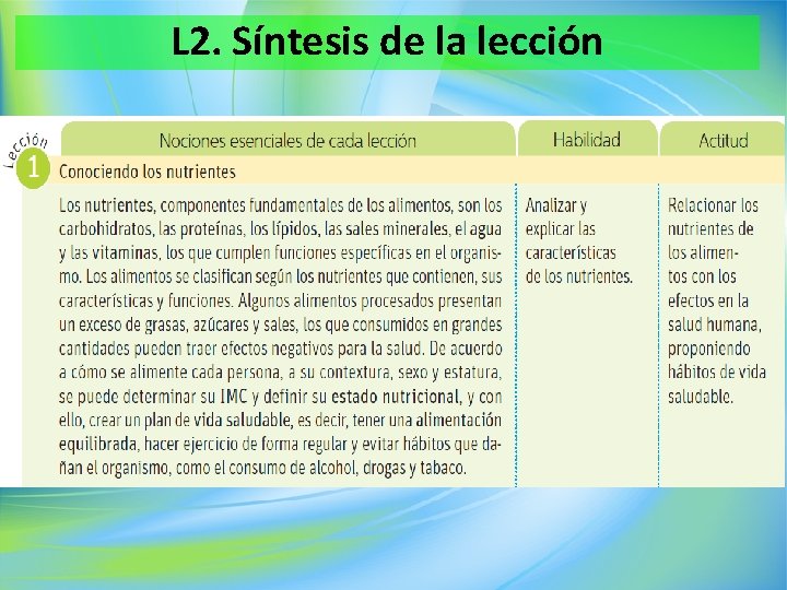 L 2. Síntesis de la lección 