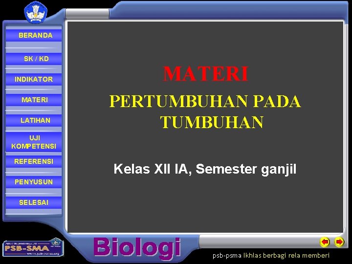 BERANDA SK / KD INDIKATOR MATERI LATIHAN MATERI PERTUMBUHAN PADA TUMBUHAN UJI KOMPETENSI REFERENSI