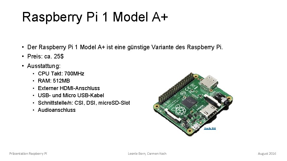 Raspberry Pi 1 Model A+ • Der Raspberry Pi 1 Model A+ ist eine